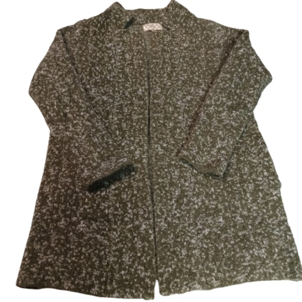 Mia Mai Italy Mohair Wool Blend Sweater Coat Cardigan‎ Duster Green Speckle  L